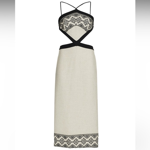 PatBo Embroidered  cut out Halter Dress 12 - Picture 2 of 4